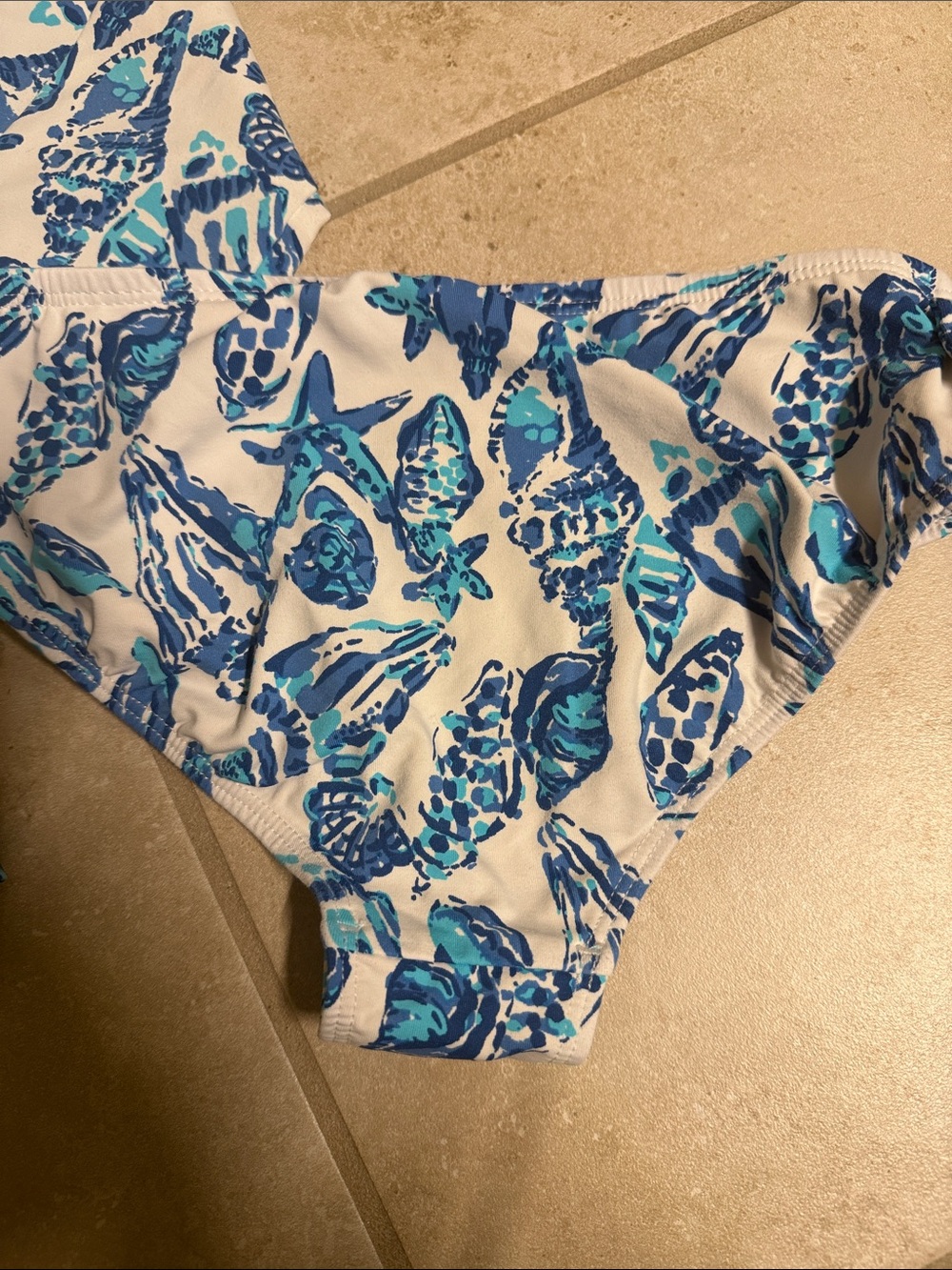 Lilly Pulitzer White & Blue Shell Print Swim Set - Picture 4 of 5
